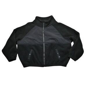 Blogilates Jacket Womens 1X Black Sherpa Fleece Full Zip‎ Mock Neck Snap Pockets